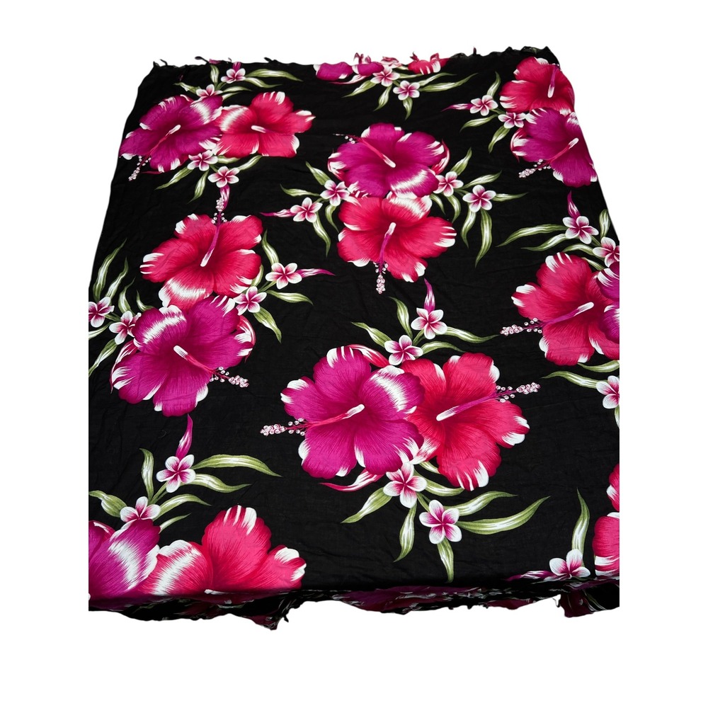 Aloha Fashion Hibiscus Floral Sarong Cover-Up‎ One Size Black Rayon Beach
